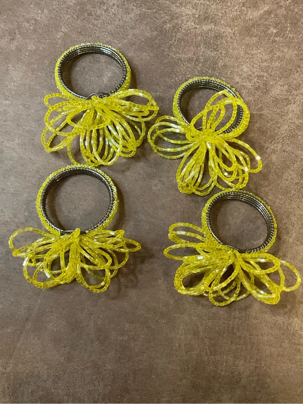 Pier 1 Yellow Beaded Shimmer Napkin Rings